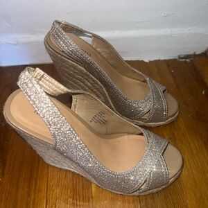 Nine West Gold Shimmering Slingback Heels
